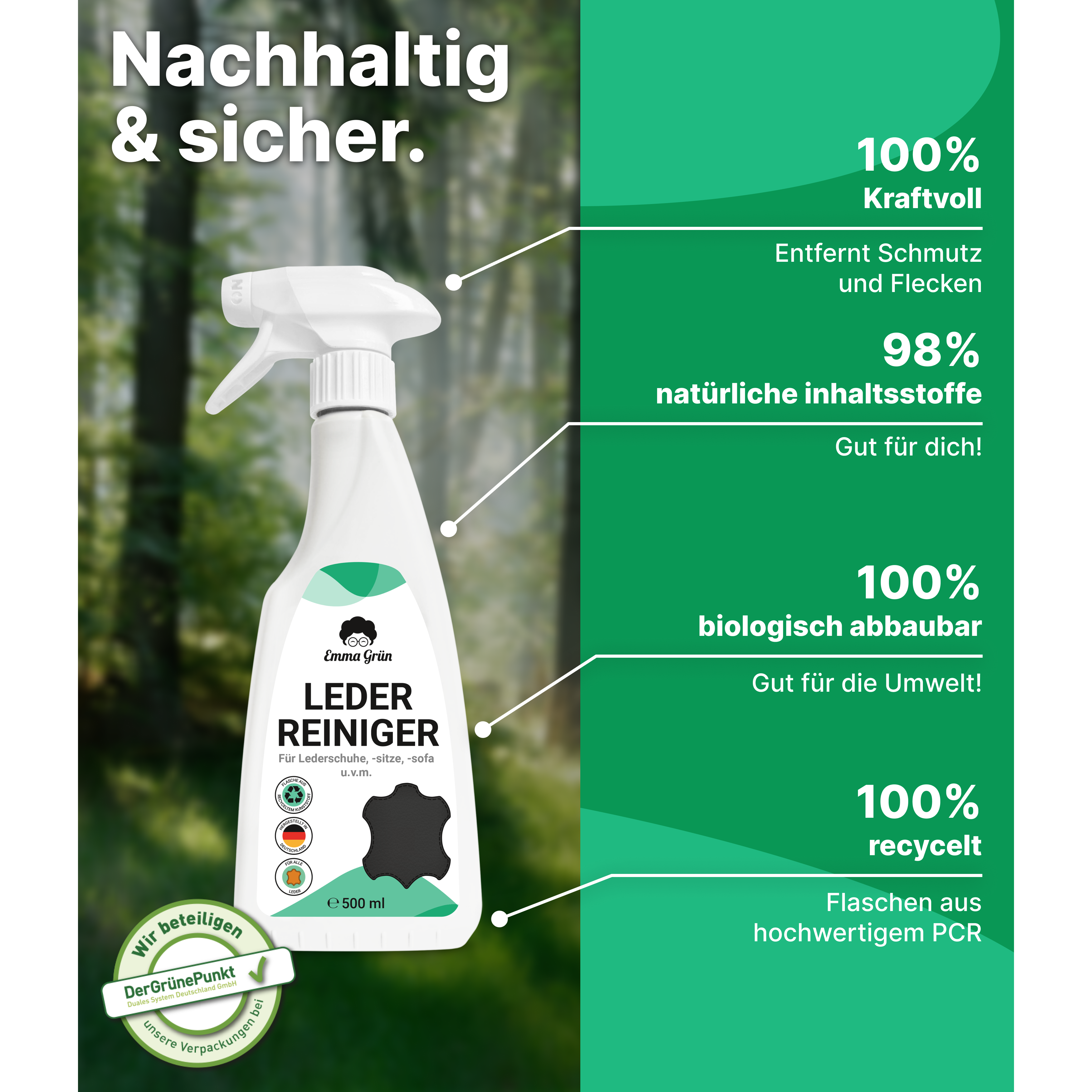 Leather cleaner 500 ml against stains &amp; odors, also for suede &amp; rough leather 