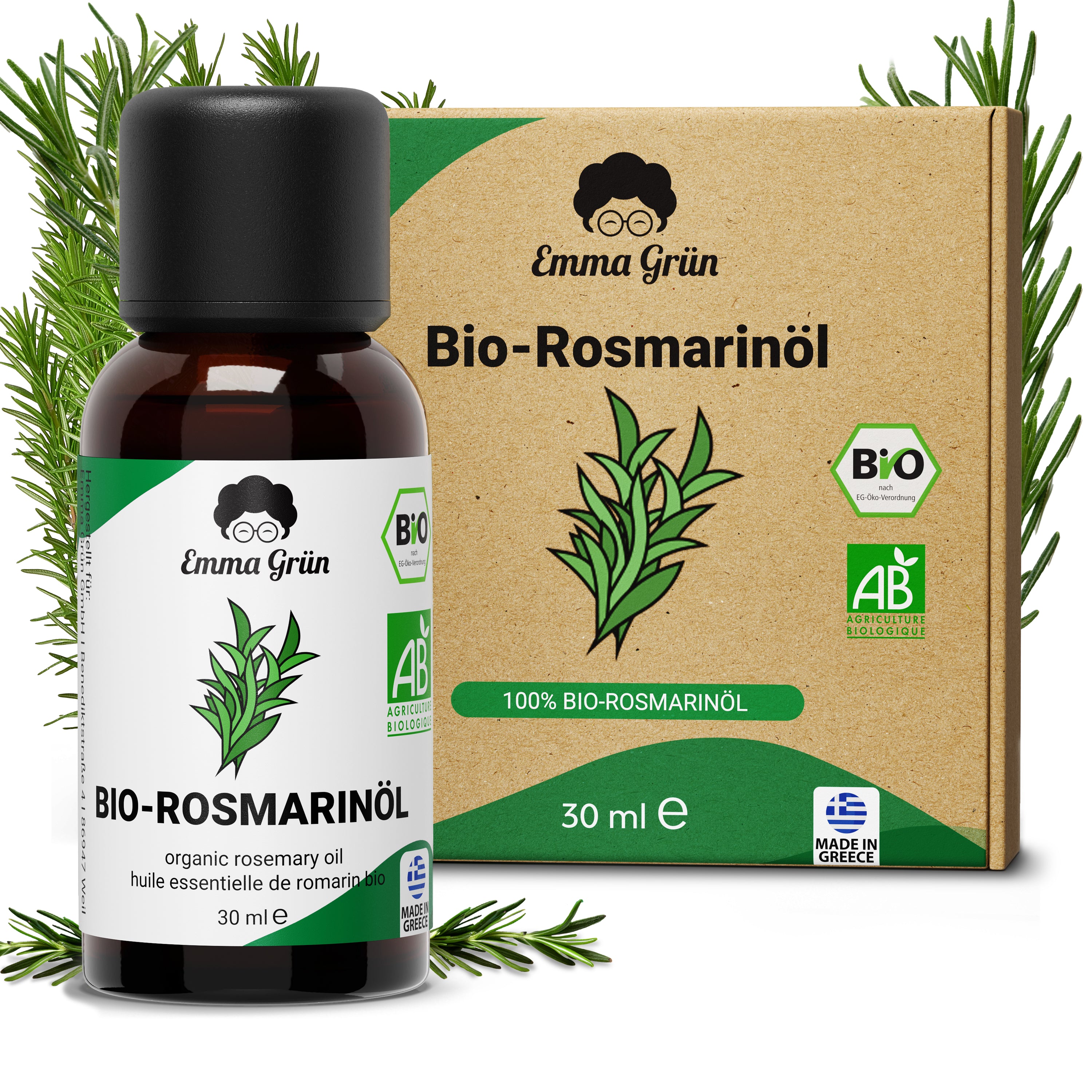 Huile de romarin bio 30 ml, huile essentielle, naturelle &amp; fortement dosée, qualité bio 