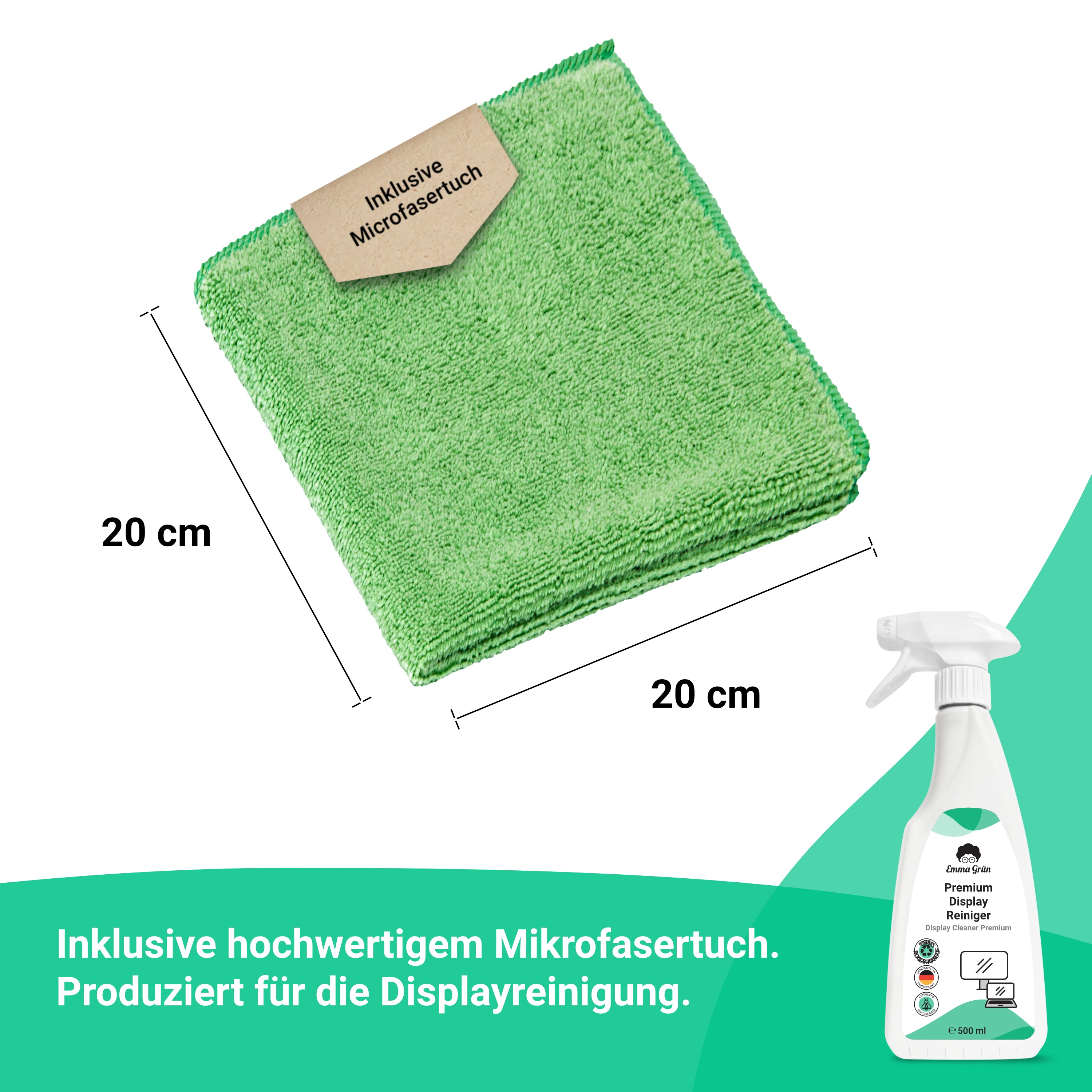 Screen cleaner 500 ml with microfiber cloth, natural cleaner for touchscreens