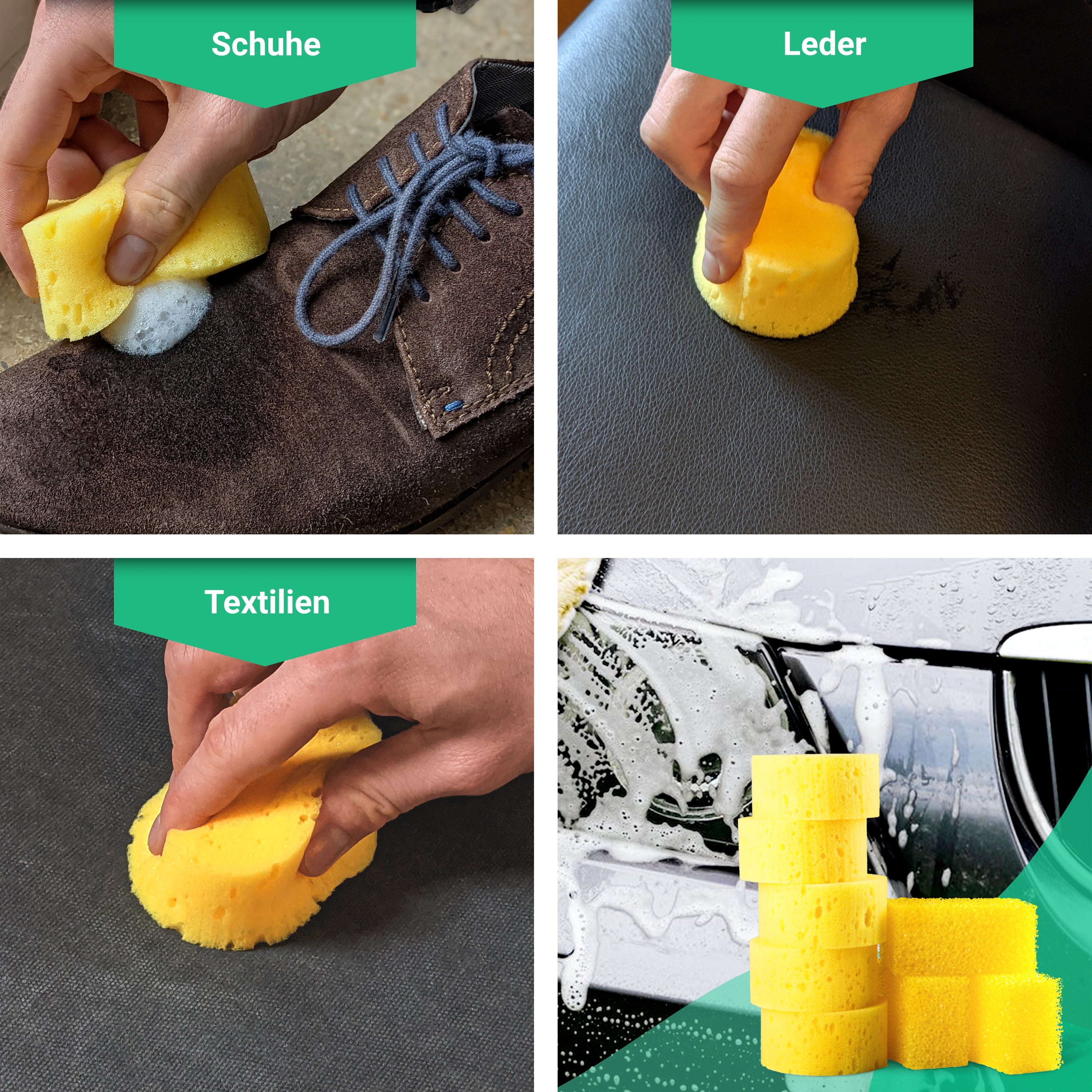 Foam polishing sponges for wood &amp; leather care, coarse &amp; fine sponges washable 